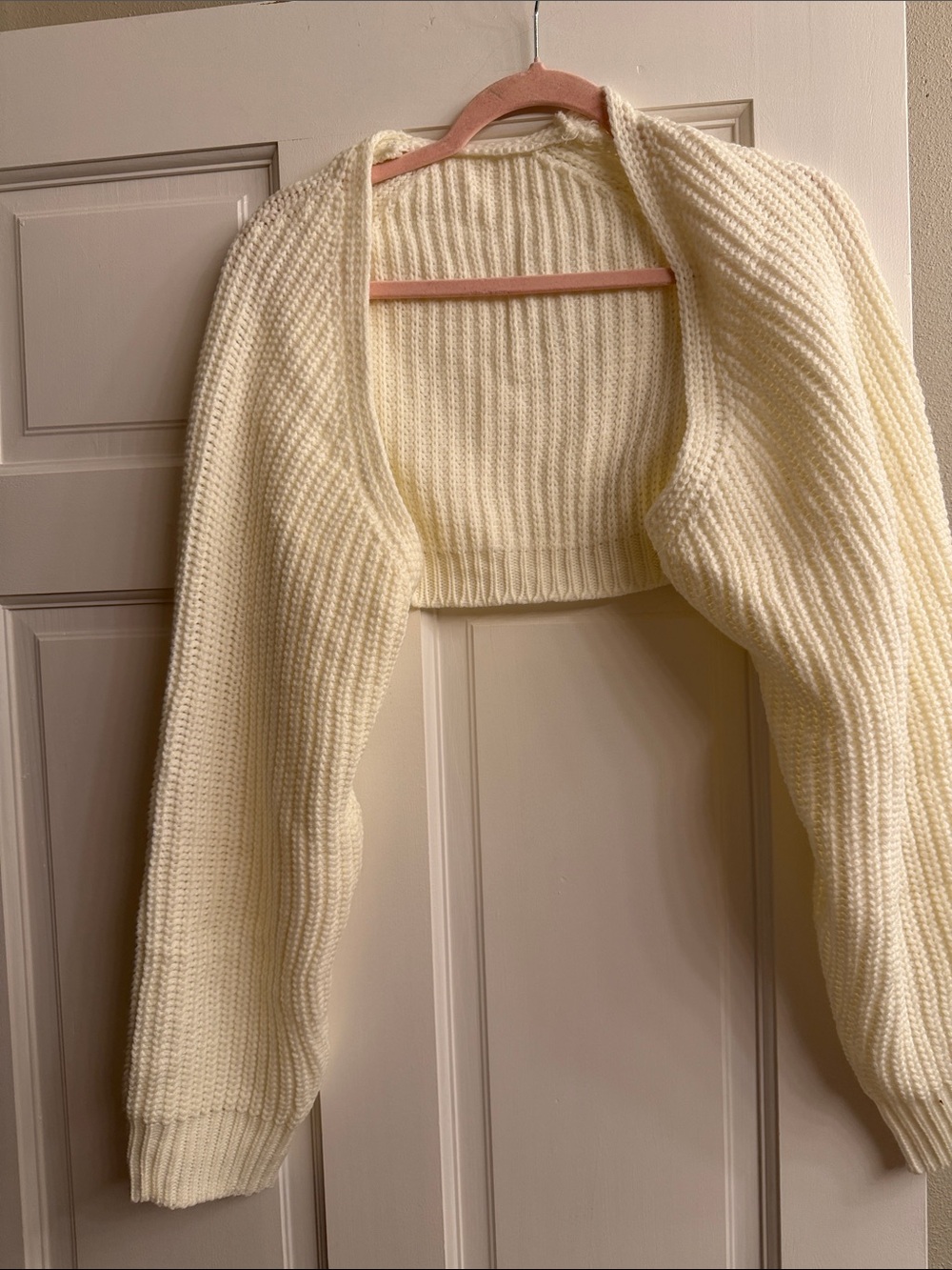 Cropped Cream Knit Women's Sweater
